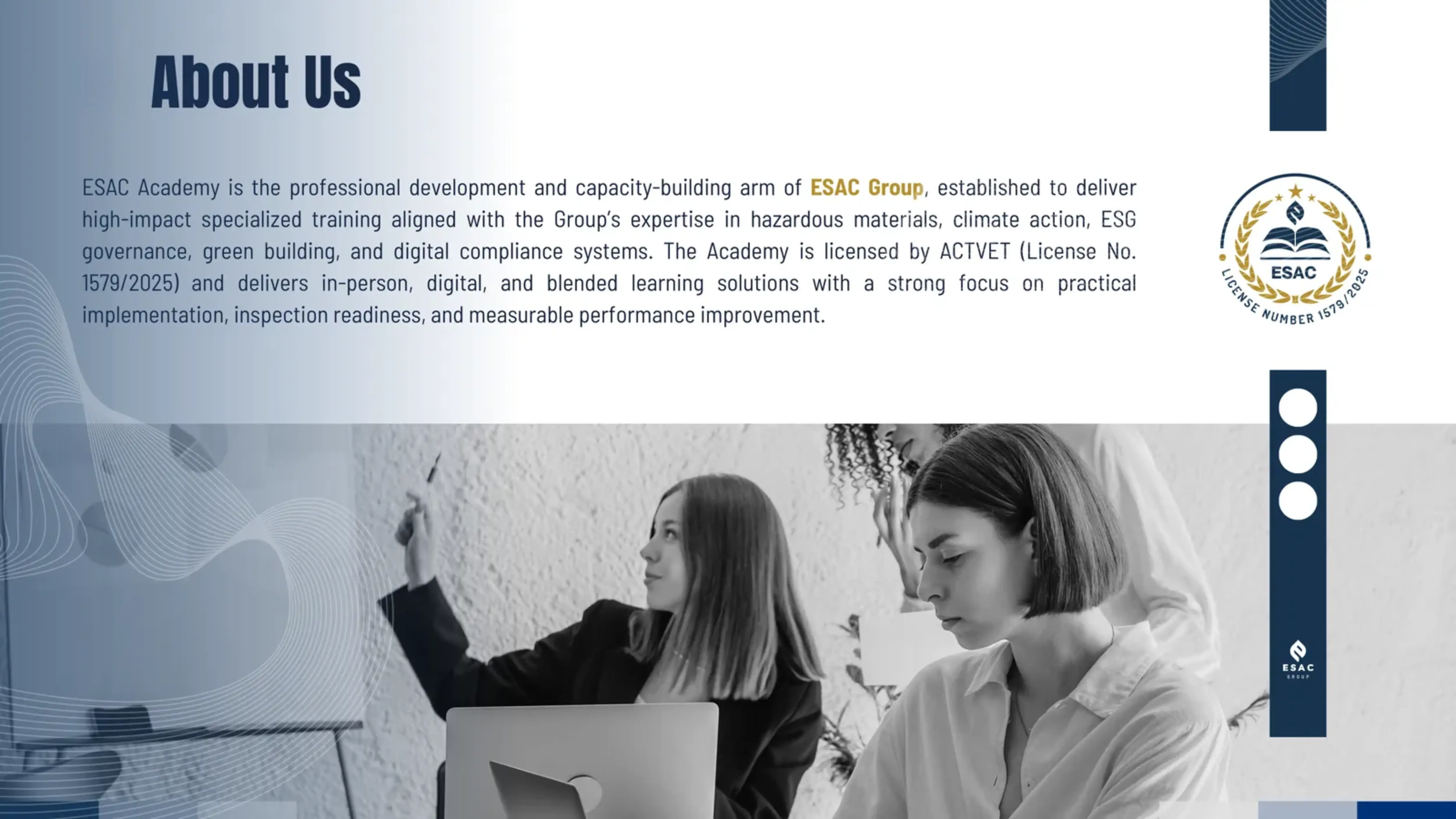ESAC Academy overview (from profile)